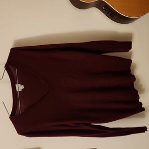 M A New Day Burgundy Long-Sleeved Top